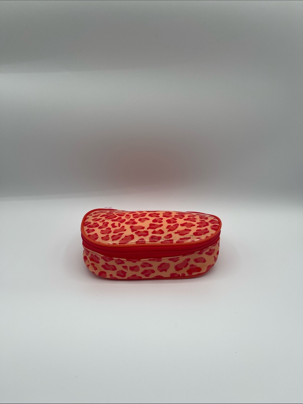 Clinique Pink Red Leopard Print Cosmetic Makeup Bag Case